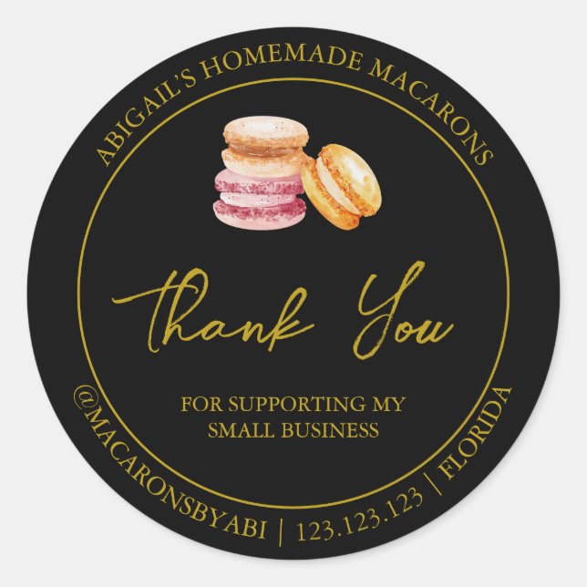 Einfache hausgemachte Macaron Danke Label Runder Aufkleber (Vorderseite)