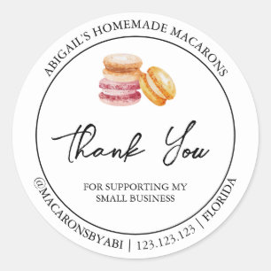 Einfache hausgemachte Macaron Danke Label Runder Aufkleber