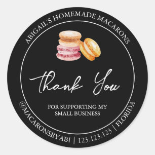 Einfache hausgemachte Macaron Danke Label Runder Aufkleber