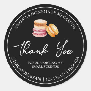 Einfache hausgemachte Macaron Danke Label Runder Aufkleber