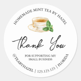 Einfache hausgemachte Minze Tee Danke Label Runder Aufkleber