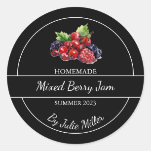 Einfache, hausgemachte Mixed-Berry-Jam-Label Runder Aufkleber
