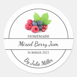 Einfache, hausgemachte Mixed-Berry-Jam-Label Runder Aufkleber