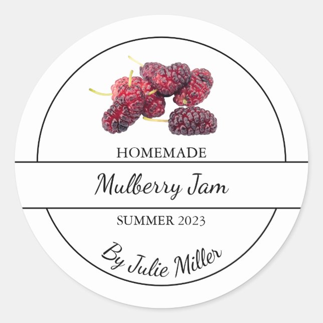 Einfache, hausgemachte Mulberry-Marmelade Runder Aufkleber (Vorderseite)