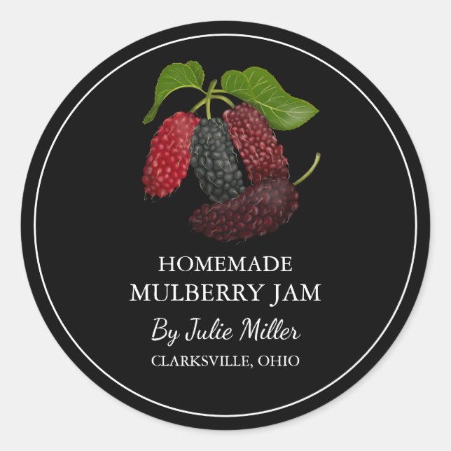 Einfache, hausgemachte Mulberry-Marmelade Runder Aufkleber (Vorderseite)