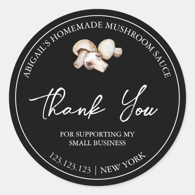Einfache hausgemachte Mushroom Sauce Danke Label Runder Aufkleber (Vorderseite)