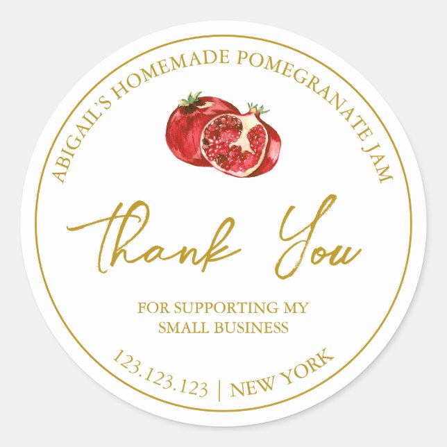 Einfache hausgemachte Pomegranate-Marmelade Danke- Runder Aufkleber (Vorderseite)