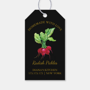 Einfache hausgemachte Radish Pickle Hang Tag Black Geschenkanhänger