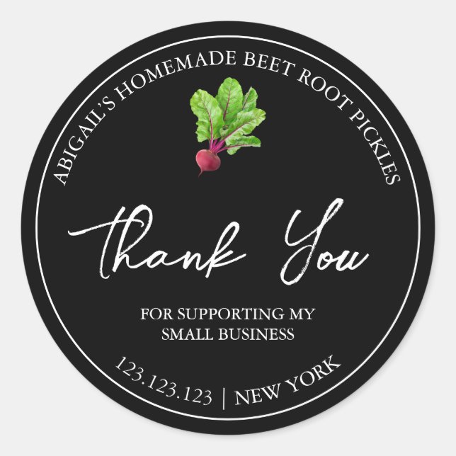 Einfache, hausgemachte Rübenwurzel Danke Label Runder Aufkleber (Vorderseite)
