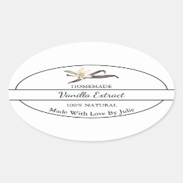 Einfache, hausgemachte Vanilla Extrahierung Ovaler Aufkleber