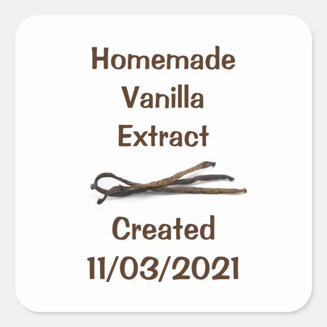 Einfache, hausgemachte Vanilla Extrahierung Quadratischer Aufkleber (Vorderseite)