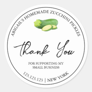 Einfache, hausgemachte Zucchini Pickle Danke Label Runder Aufkleber