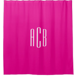 Einfache, heiße Rosa und weiße Monogramm mit drei  Duschvorhang