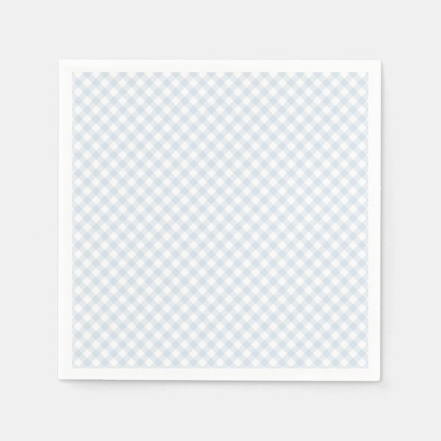 Einfache hellblaue Gingham-Babydusche Serviette (Vorderseite)