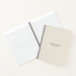 Einfache helle Beige Linen Schwarze Typografie Notizbuch