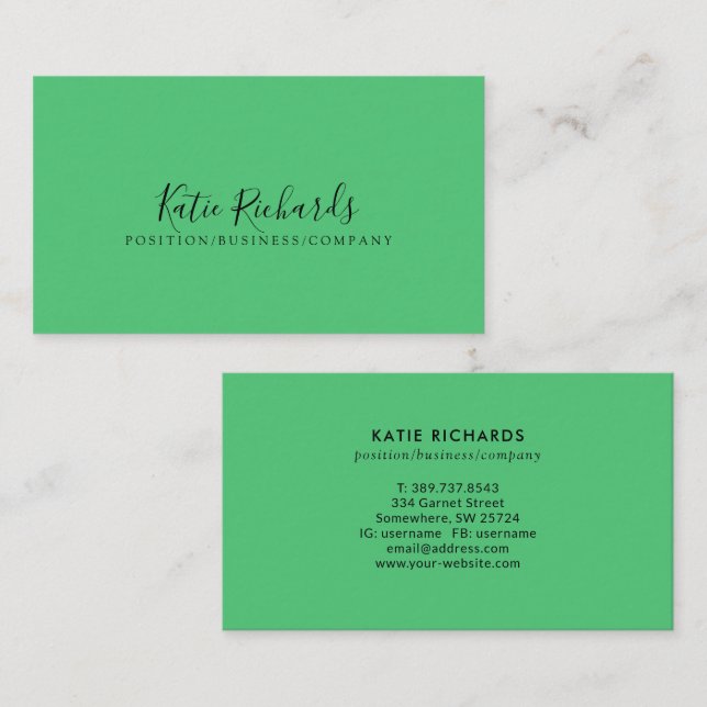 Einfache helle grüne Visitenkarte (Vorne/Hinten)