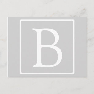 Einfache hellgraue Monogramm Postkarte