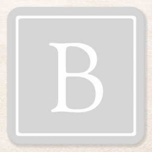 Einfache hellgraue Monogramm Rechteckiger Pappuntersetzer