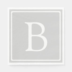 Einfache hellgraue Monogramm Serviette