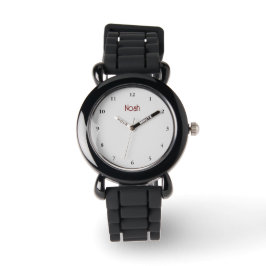 Einfache hellgraue schwarz dunkelrote Jungs Name Armbanduhr
