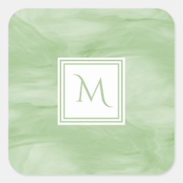 Einfache hellgrüne, subtile Marmorverkleidung Mode Quadratischer Aufkleber