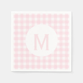 Einfache, hellrosa Gingham Monogramm Serviette