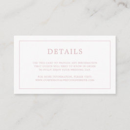 Einfache hellrosa Monogram Elegant Wedding Begleitkarte