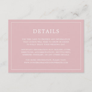 Einfache hellrosa Monogram Elegant Wedding Begleitkarte