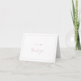 Einfache hellrosa Monogram Elegant Wedding Dankeskarte