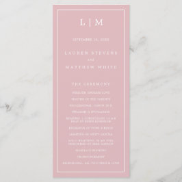 Einfache hellrosa Monogram Elegant Wedding Programm