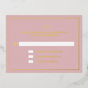 Einfache hellrosa Monogram Elegant Wedding UAWG Folie Einladungspostkarte