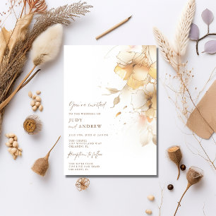 Einfache herbstliche Blumenhochzeit Einladung