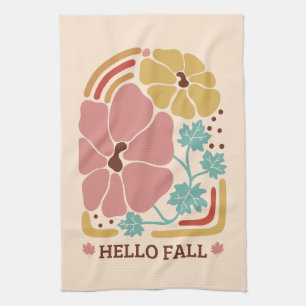 Einfache Herbstsaison Hallo Fall Pumpkin Geschirrtuch