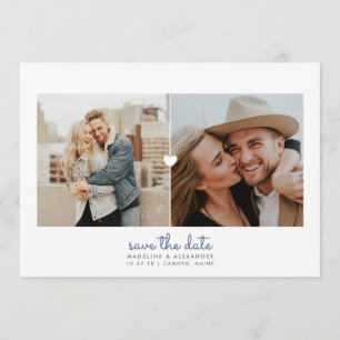 Einfache Herz-Diptych-Save the Date-Karte Save The Date