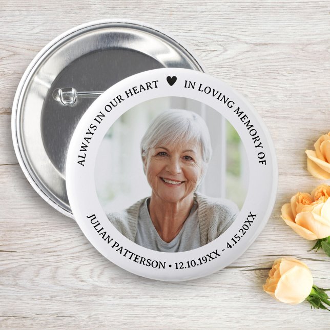 Einfache Herz-Foto-Beerdigung Memorial Keepake Button (Von Creator hochgeladen)