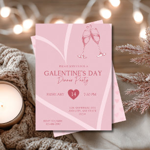 Einfache Herz Galentine's Day Dinnerparty Einladung