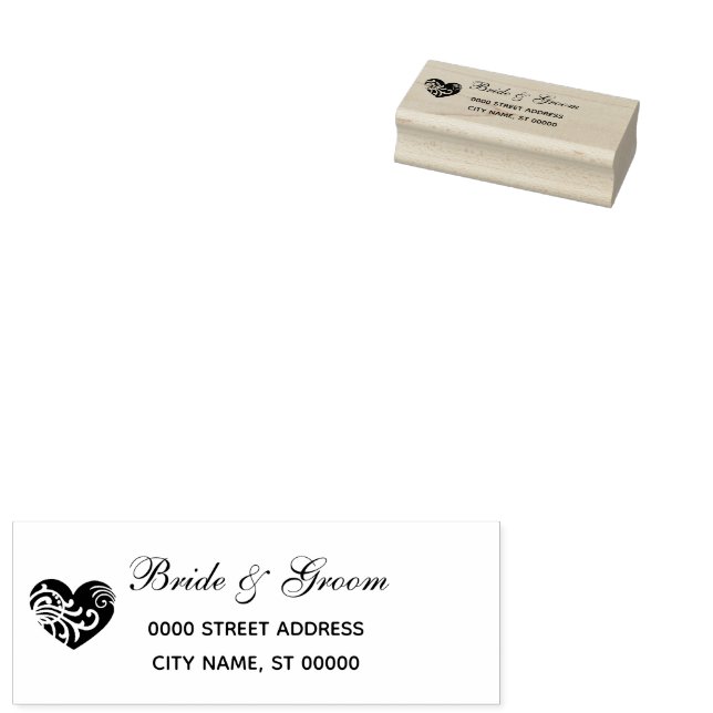 Einfache Herz Hochzeit Rücksendeadresse Gummi Brie Gummistempel (Stempel)