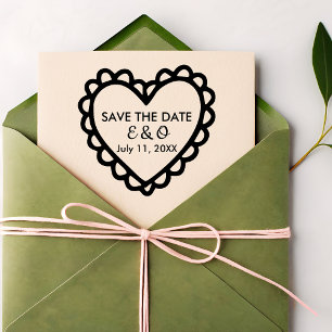 Einfache Herz Hochzeit Save-the-Date Gummistempel