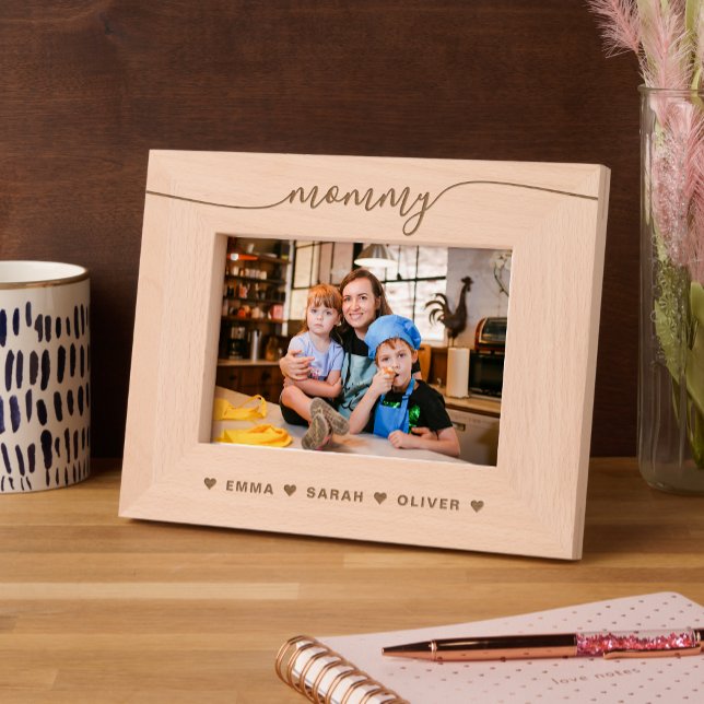 Einfache Herz-Script-Mommy-Mama Laser Etched Geätzte Rahmen (Von Creator hochgeladen)