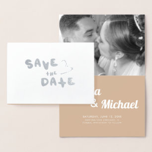 Einfache Herzen HandGezeichnet Schrift Save the Da Folienkarte