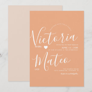 Einfache Herzschrift-Typografie Warme Hochzeit Einladung