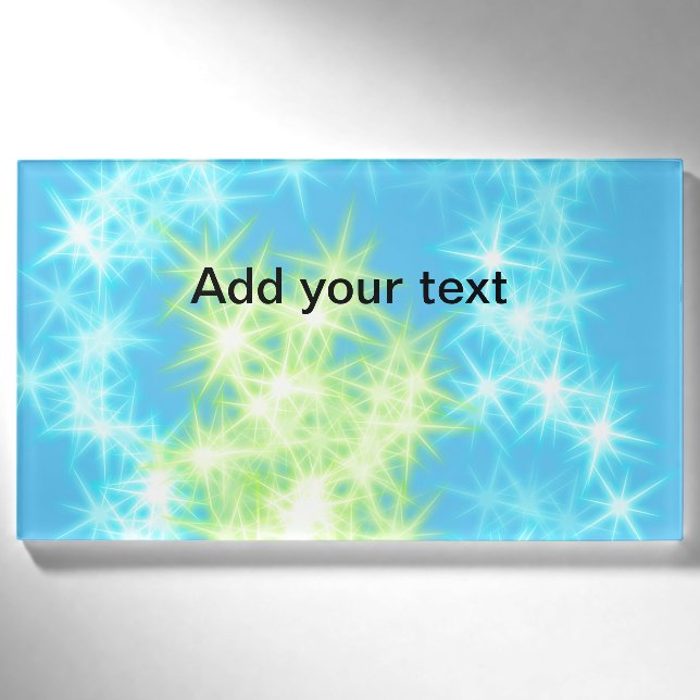 Einfache Himmelblau glitt funkelnde Sterne fügen I Namenschild (Vorderseite)