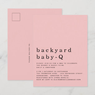 Einfache Hinterhof Baby Q GRILLEN Dusche Rosa Einl Postkarte