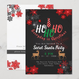 Einfache HO Red & Black Snowflakes Weihnachten Wei Einladung