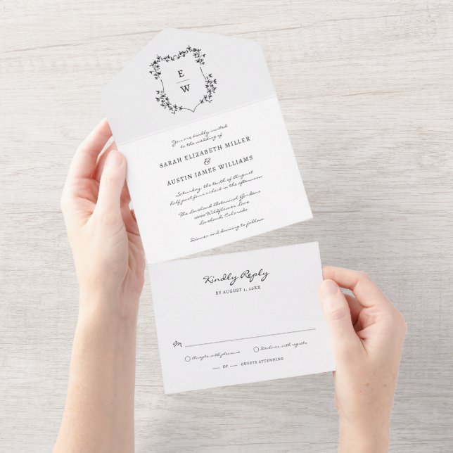 Einfache Hochzeit All In One Einladung (Abreißen)