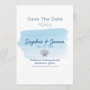 Einfache Hochzeit am Aquarellstrand Save the Date