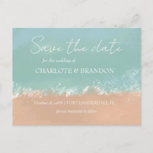 Einfache Hochzeit am Meer Save the Date Ankündigungspostkarte