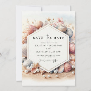 Einfache Hochzeit am modernen Strand Save The Date