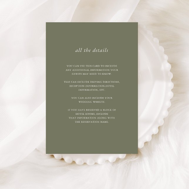 Einfache Hochzeit | Angaben zum Hochzeitgast Begleitkarte (A simple, elegant holiday wedding details card that coordinates with our Elegant Bouquet collection)