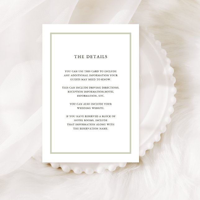 Einfache Hochzeit | Angaben zum Hochzeitgast Begleitkarte (A simple and subtly festive wedding detail card that coordinates with our Elegant Bouquet collection)
